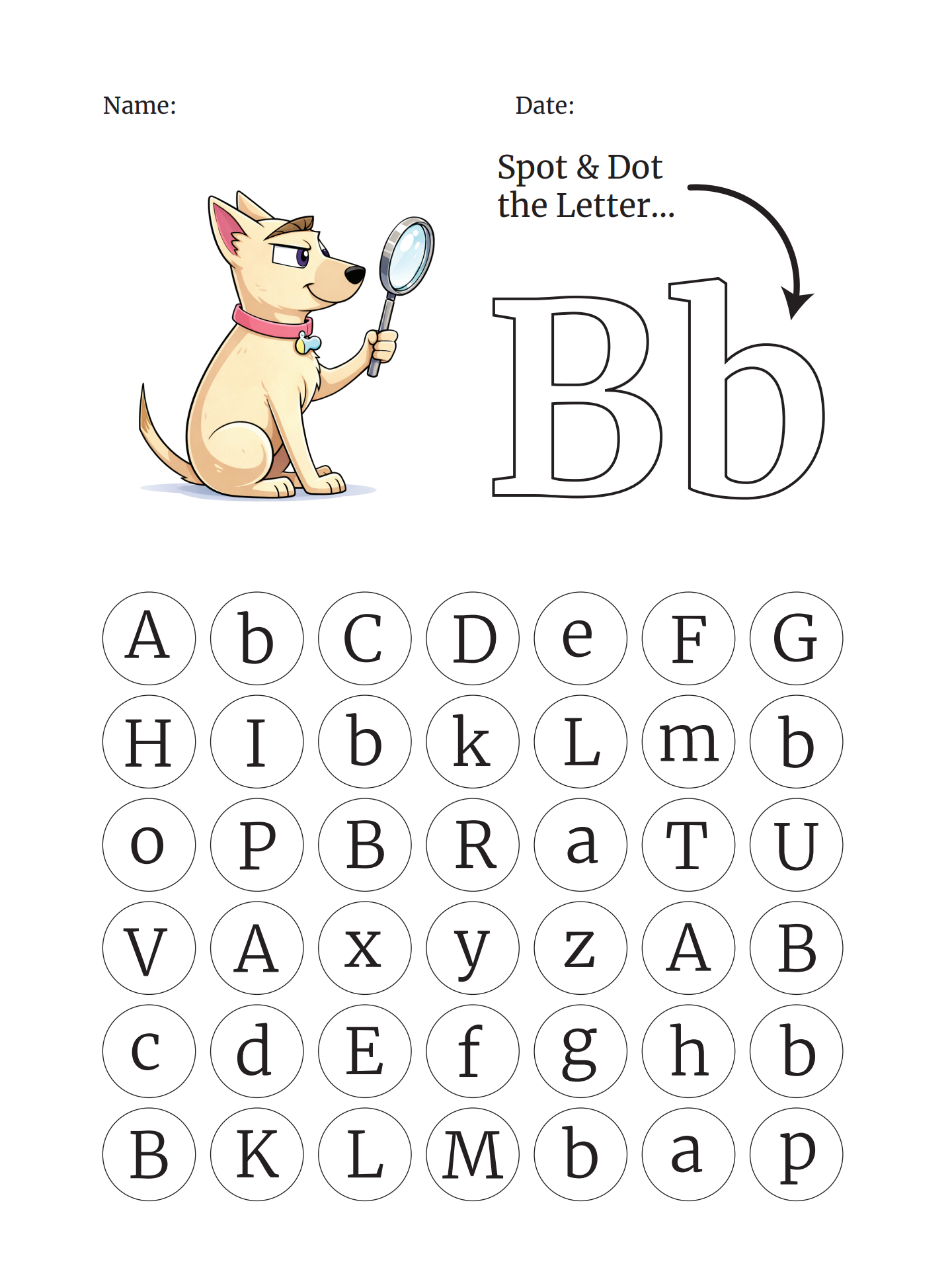 Alphabet Recognition Quiz Worksheets (A–Z) for Preschool & Kindergarten (Ages 3–6)