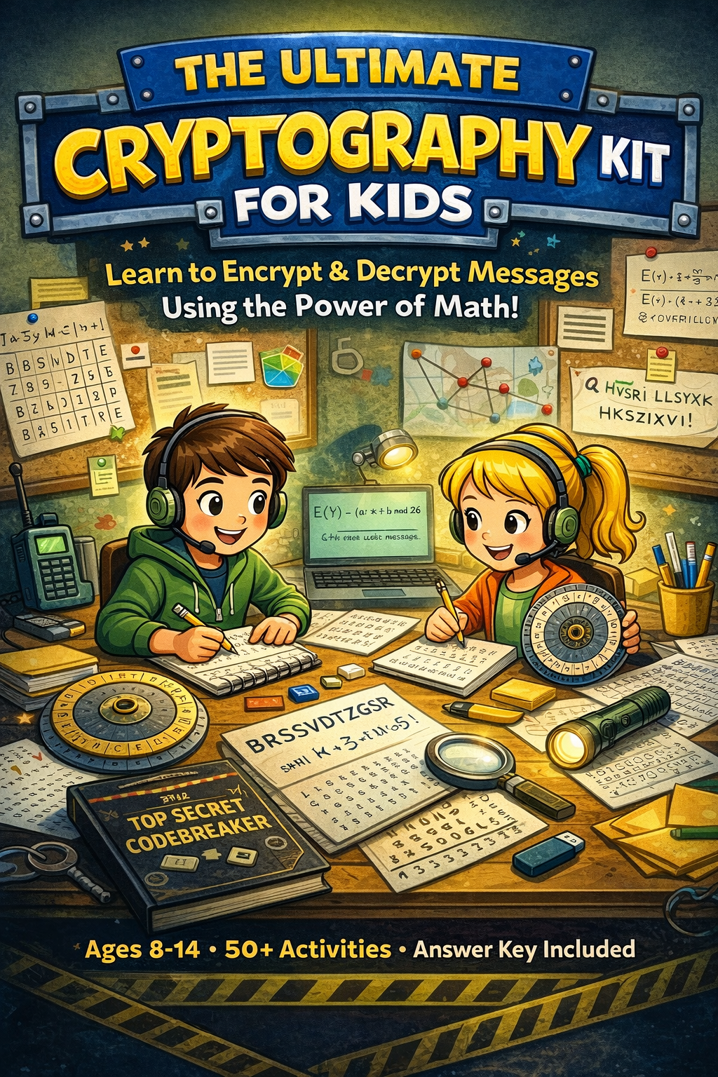 Cryptography Workbook for Kids | Secret Codes & Math Activities Ages 8–14
