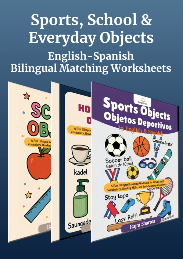 Bilingual Sports, School, Everyday objects worksheets