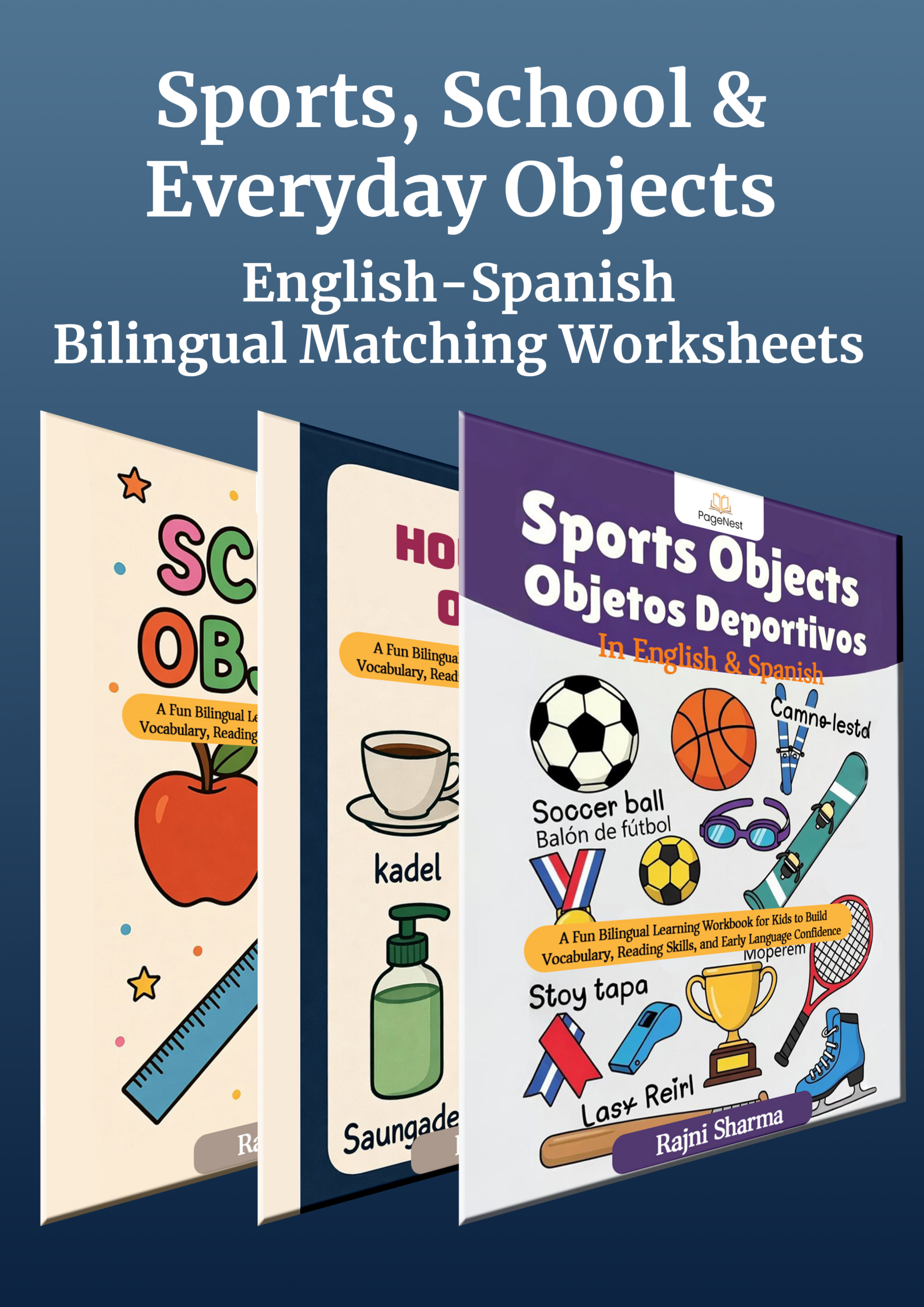 Bilingual Sports, School, Everyday objects worksheets