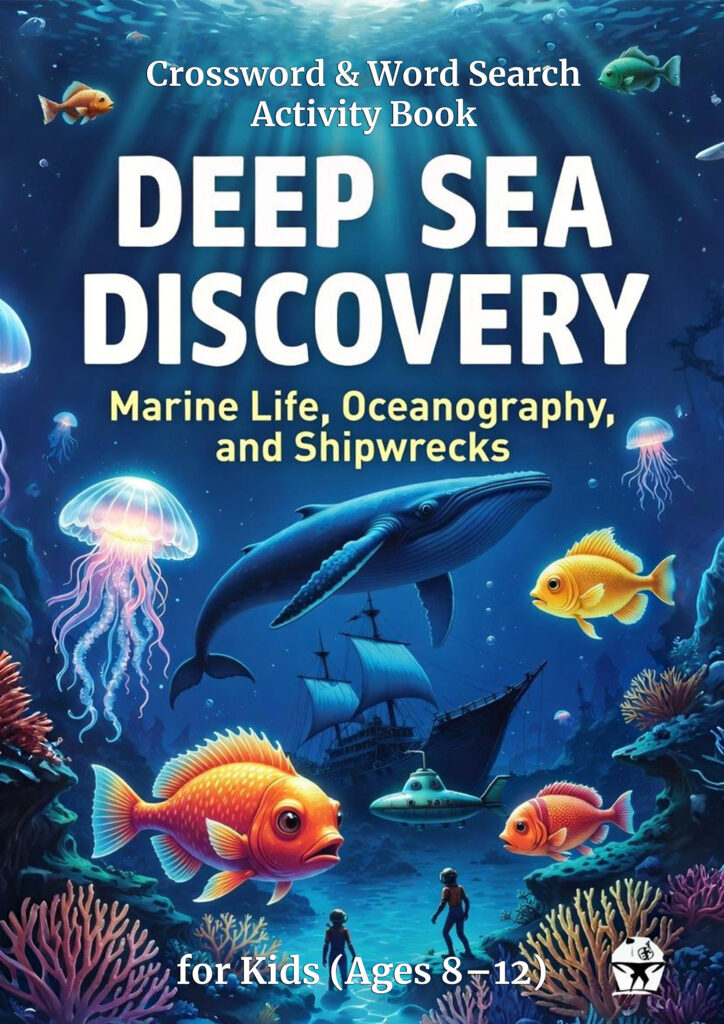 Deep Sea Discovery – Ocean Crossword & Word Search Activity Book for Kids (Ages 8–12)