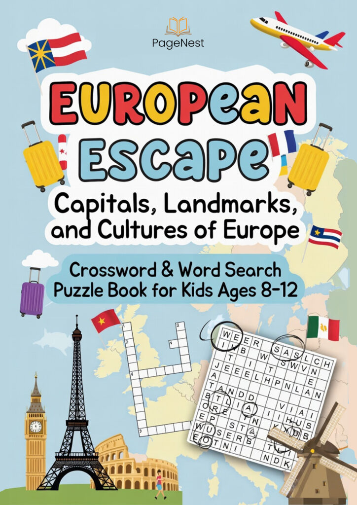 European Escape: Capitals, Landmarks & Cultures of Europe – Puzzle Book for Kids (Ages 8–12)