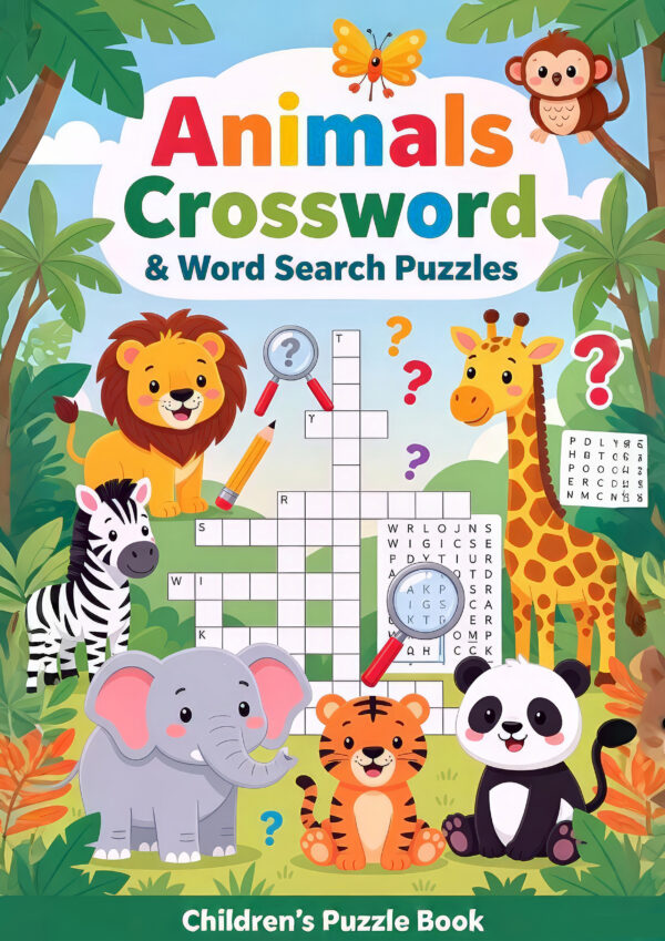 Animals Crossword & Word Search Puzzles – Children's Activity Book (PDF)
