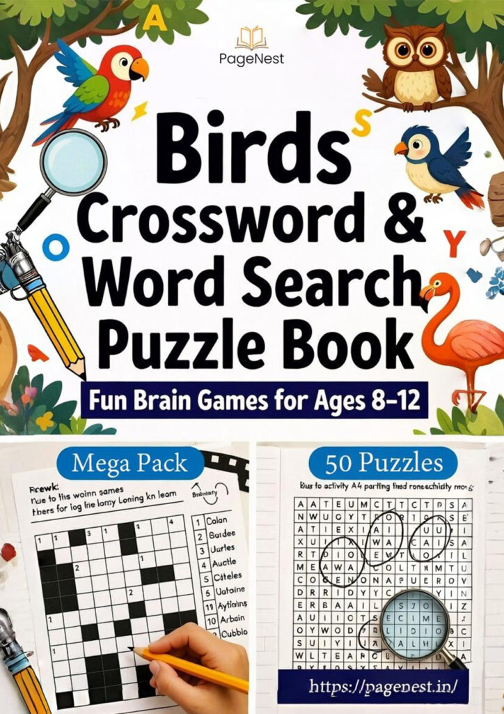 Birds Crossword & Word Search Puzzle Book (Ages 8–12) – Printable PDF