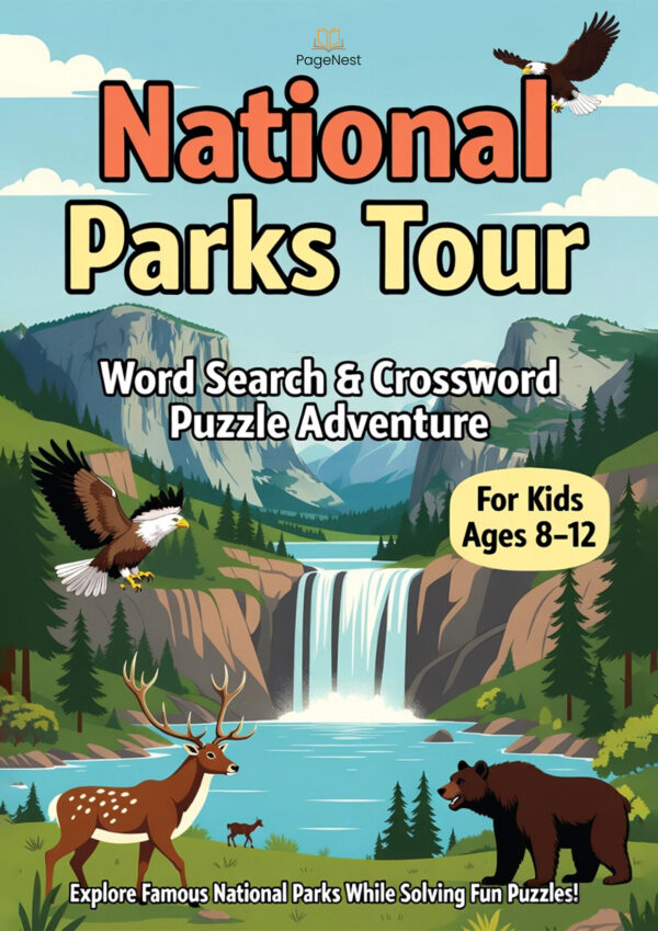 National Parks Tour – Word Search & Crossword Puzzle Book for Kids (Ages 8–12) | Printable Puzzle Activity Book