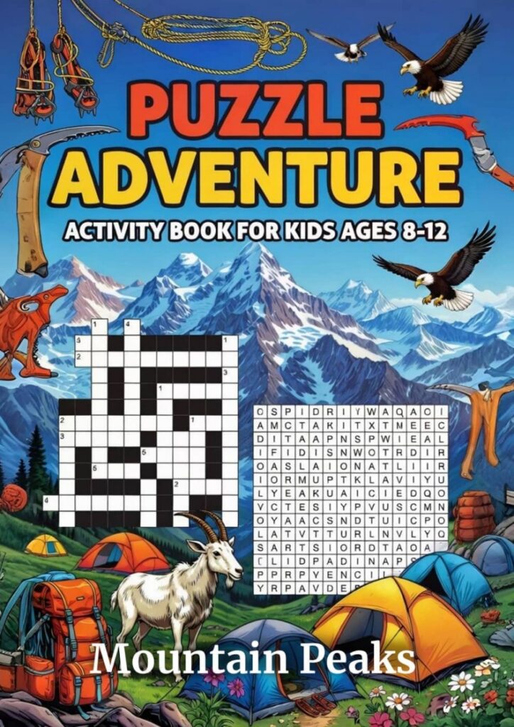 Mountain Peaks Crossword & Word Search Puzzle Book for Kids (Ages 8–12)